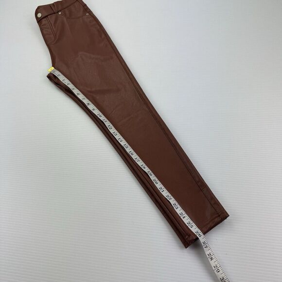 TAGOO Faux Leather Pants Women’s Small Brown High Rise Skinny Stretch Pull-On - Picture 7 of 9